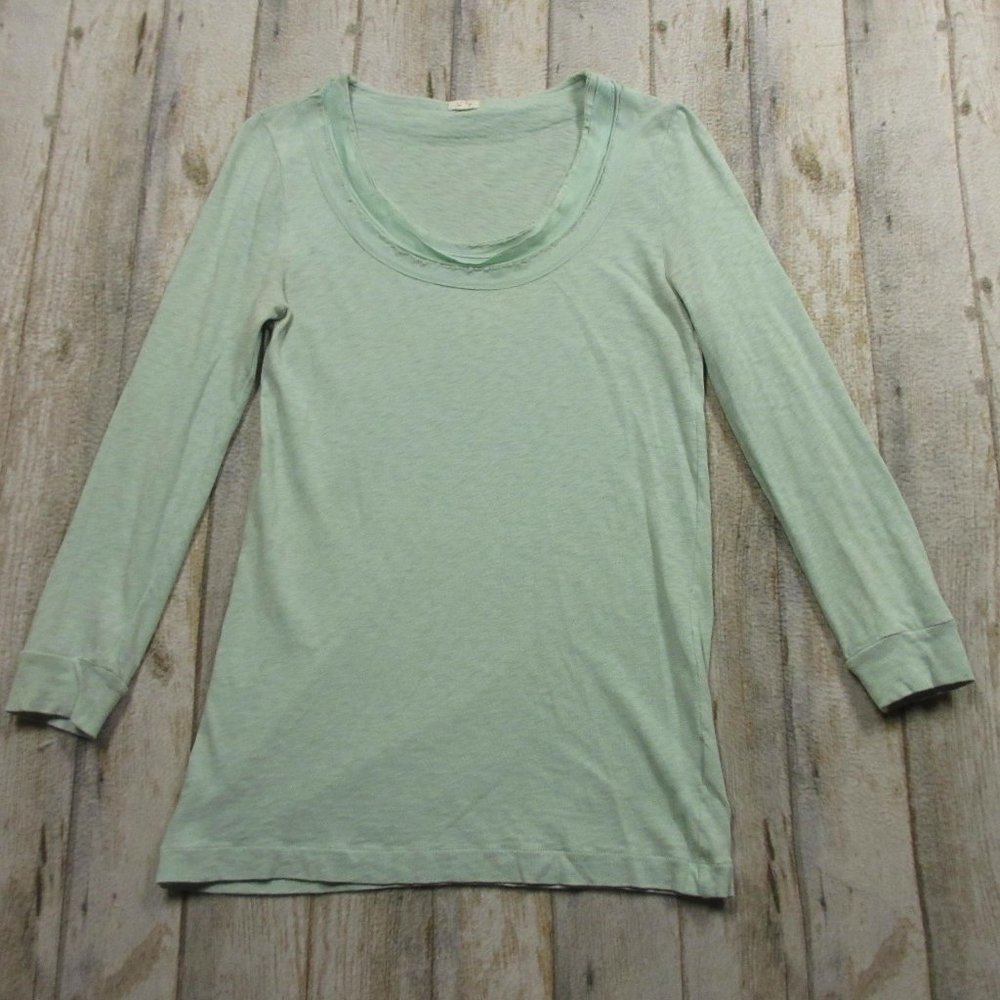 J Crew Shirt Medium Blue Long Sleeve Pullover Scoop Neck Womens